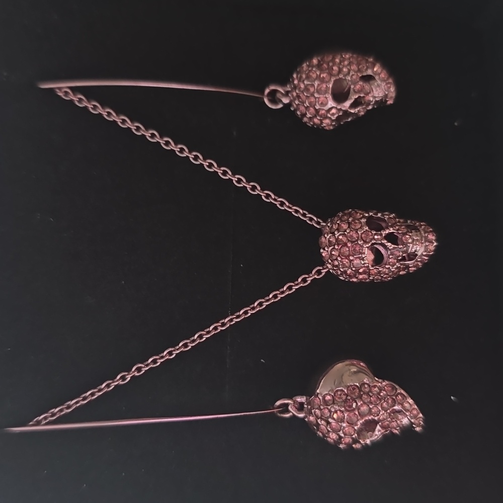 Simply Vera Vera Wang Rose Gold Pink Purple Skull Necklace Earrings Set